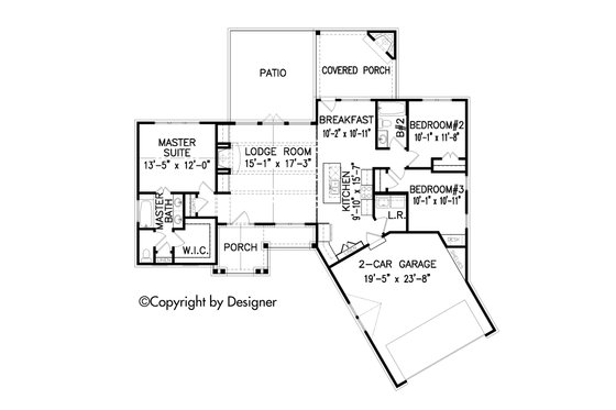 Floor Plan - Main Floor for Craftsman House Plan #54-401 - 3 bed, 2 bath