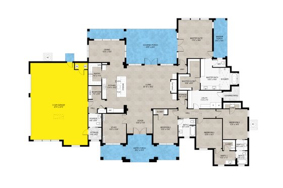 Floor Plan - Main Floor for European House Plan #1110-48 - 4 bed, 3.5 bath