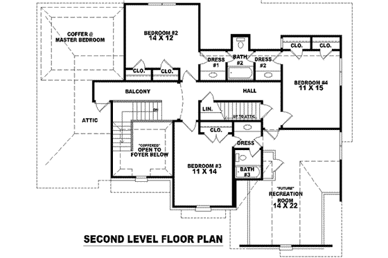 Floor Plan - Upper Floor for European House Plan #81-1091 - 4 bed, 3.5 bath