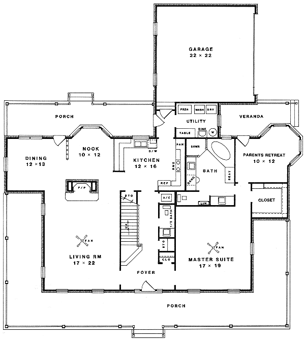 Dream House Plan - Farmhouse Floor Plan - Main Floor Plan #14-205