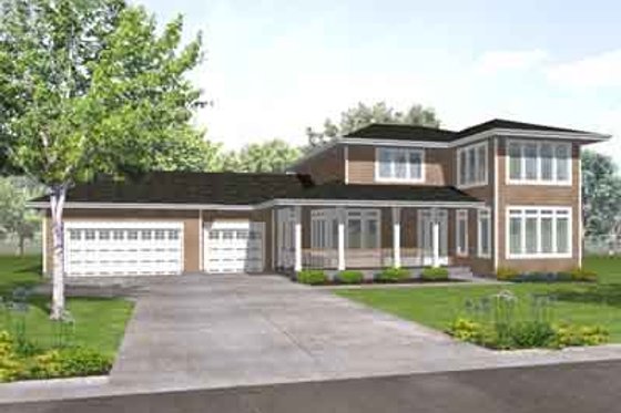 Exterior - Front Elevation for Contemporary House Plan #50-257 - 3 bed, 2.5 bath