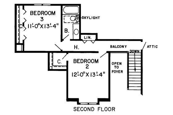 Floor Plan - Upper Floor for Modern House Plan #312-269 - 3 bed, 2.5 bath