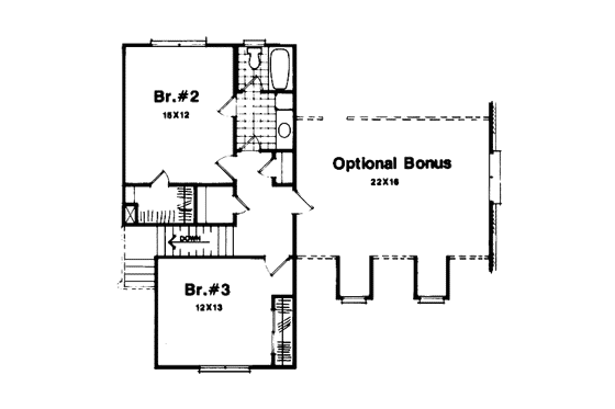 Floor Plan - Upper Floor for European House Plan #41-157 - 3 bed, 2.5 bath