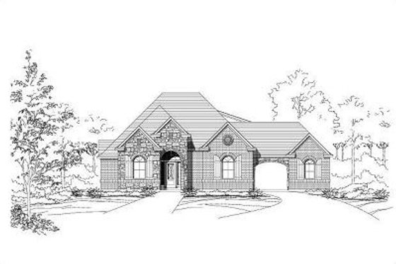 Exterior - Front Elevation for European House Plan #411-605 - 4 bed, 3 bath