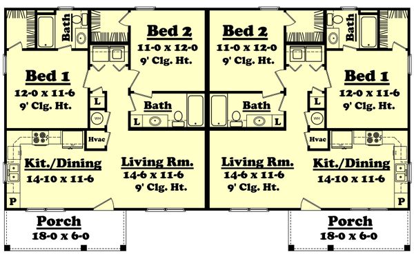Dream House Plan - 1800 square foot duplex ranch home