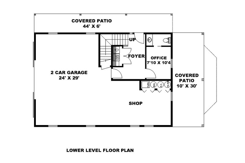 House Design - Floor Plan - Lower Floor for Cabin House Plan #117-998 - 2 bed, 2.5 bath