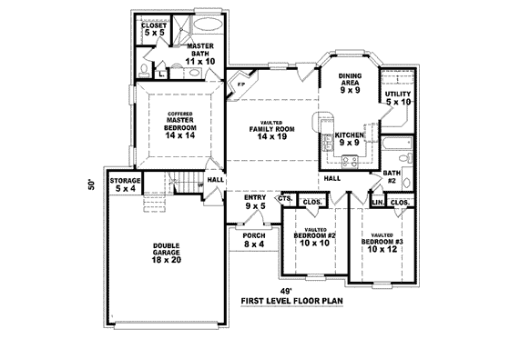Floor Plan - Main Floor for European House Plan #81-1404 - 3 bed, 2 bath