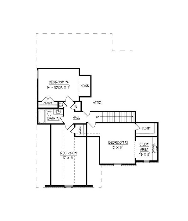Traditional Floor Plan - Upper Floor Plan #424-424