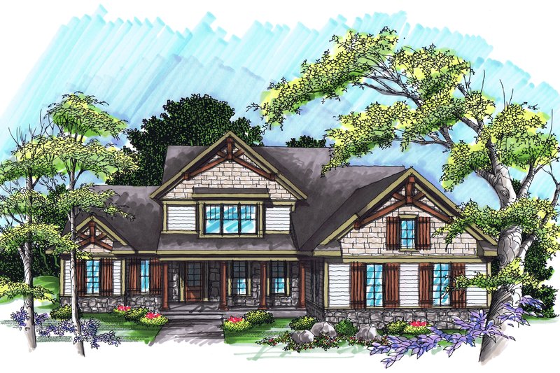 Home Plan - Traditional Exterior - Front Elevation Plan #70-1037