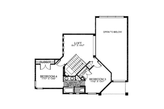 Floor Plan - Upper Floor for Mediterranean House Plan #420-231 - 4 bed, 3 bath