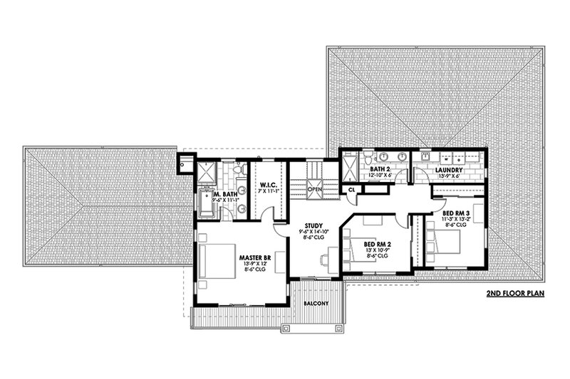 Architectural House Design - Floor Plan - Upper Floor for Contemporary House Plan #1042-19 - 4 bed, 3.5 bath