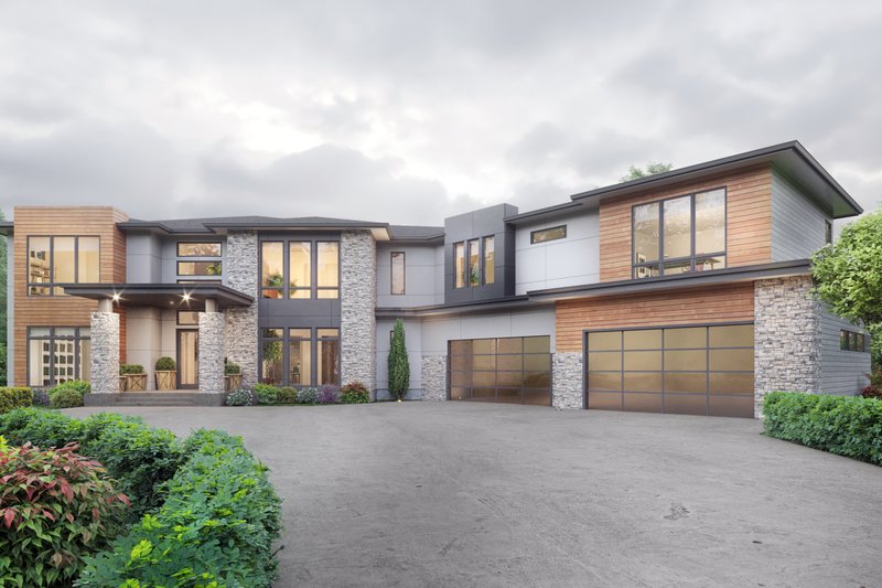 Architectural House Design - Exterior - Front Elevation 3 for Contemporary House Plan #1066-167 - 5 bed, 5.5 bath