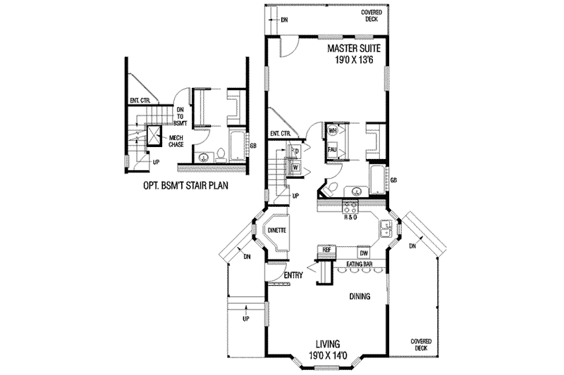 House Blueprint - Floor Plan - Main Floor for Traditional House Plan #60-605 - 3 bed, 2 bath