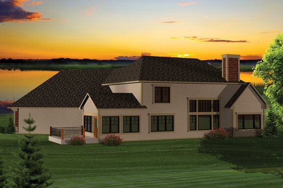 Exterior - Rear Elevation for Craftsman House Plan #70-1059 - 3 bed, 2.5 bath
