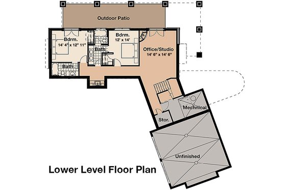 Floor Plan - Lower Floor for Craftsman House Plan #908-1 - 4 bed, 4.5 bath
