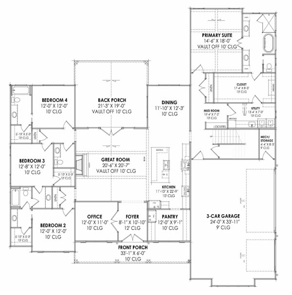 Farmhouse Floor Plan - Main Floor Plan #1096-128