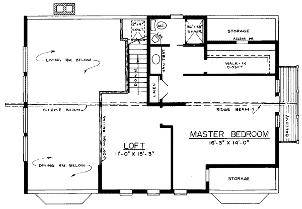 Traditional Floor Plan - Upper Floor Plan #303-116