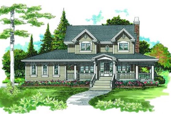 Exterior - Front Elevation for Colonial House Plan #47-388 - 4 bed, 2.5 bath