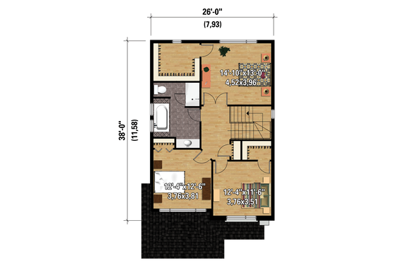 Floor Plan - Upper Floor 1 for Contemporary House Plan #25-4288 - 3 bed, 1 bath