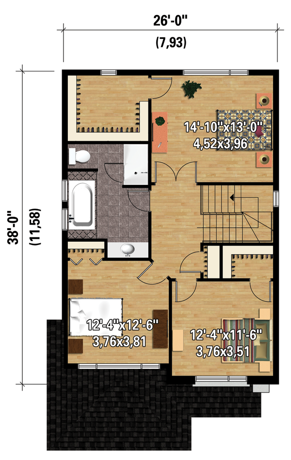 Contemporary Floor Plan - Upper Floor Plan #25-4288