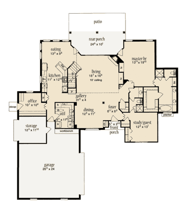 House Plan Design - European Floor Plan - Main Floor Plan #36-451