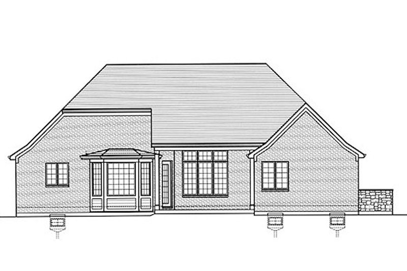 House Blueprint - Exterior - Rear Elevation for European House Plan #46-483 - 3 bed, 2 bath