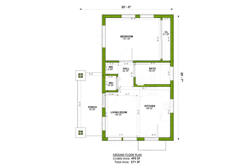 House Design - Floor Plan - Main Floor for Craftsman House Plan #1106-188 - 1 bed, 1 bath