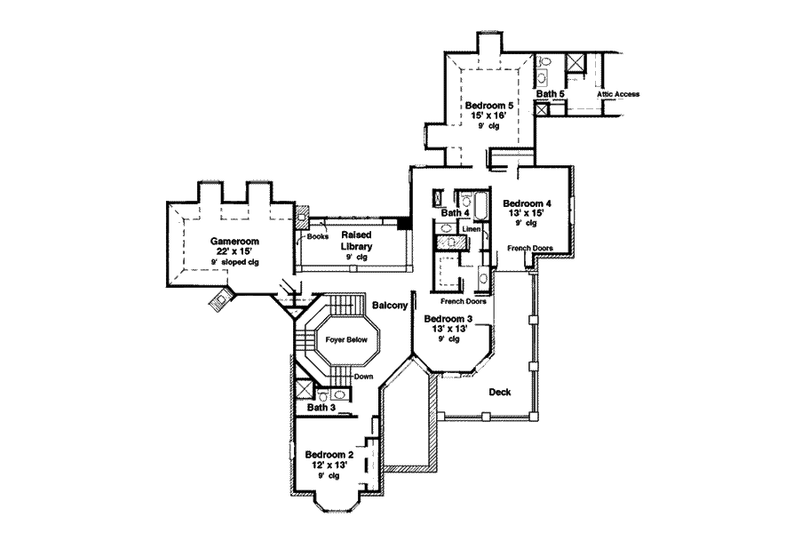 Dream House Plan - Floor Plan - Upper Floor for European House Plan #410-129 - 5 bed, 5.5 bath