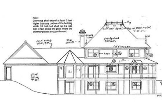 Exterior - Rear Elevation for European House Plan #312-439 - 5 bed, 3.5 bath