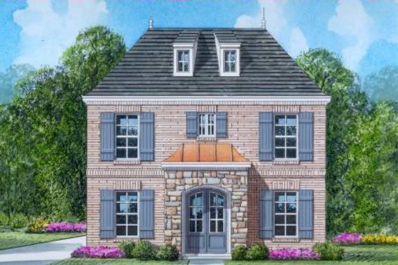 Exterior - Front Elevation for European House Plan #424-71 - 3 bed, 2.5 bath