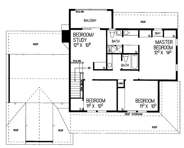 Country Floor Plan - Upper Floor Plan #72-319