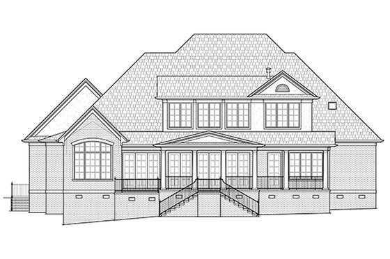 Exterior - Rear Elevation 1 for Traditional House Plan #1054-24 - 4 bed, 3.5 bath