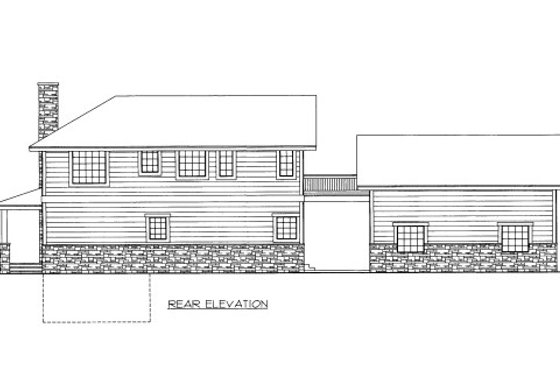 Exterior - Rear Elevation for Cabin House Plan #117-793 - 2 bed, 2 bath