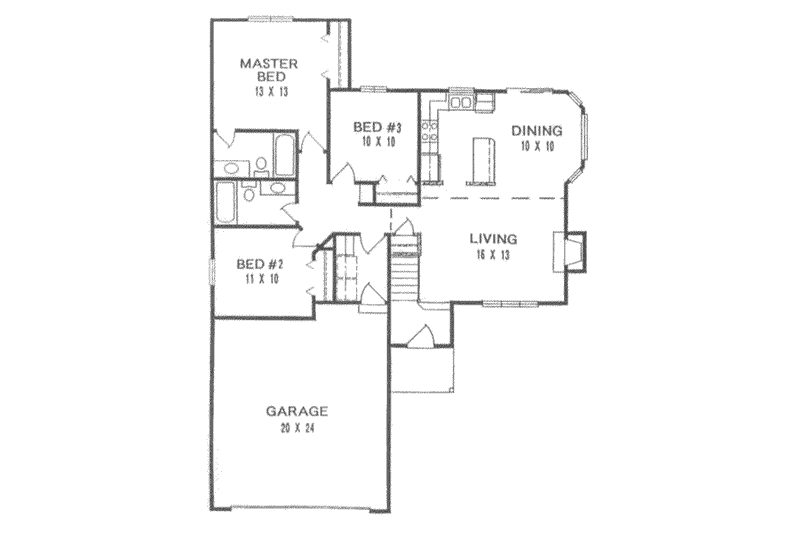 Dream House Plan - Floor Plan - Main Floor for Traditional House Plan #58-107 - 3 bed, 2 bath