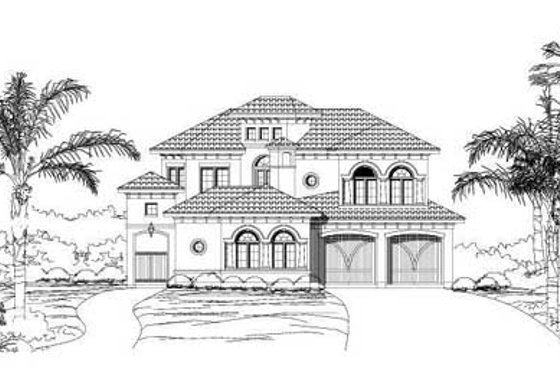 Exterior - Front Elevation for European House Plan #411-172 - 4 bed, 4.5 bath