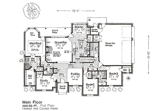 Floor Plan - Main Floor for European House Plan #310-648 - 3 bed, 2.5 bath