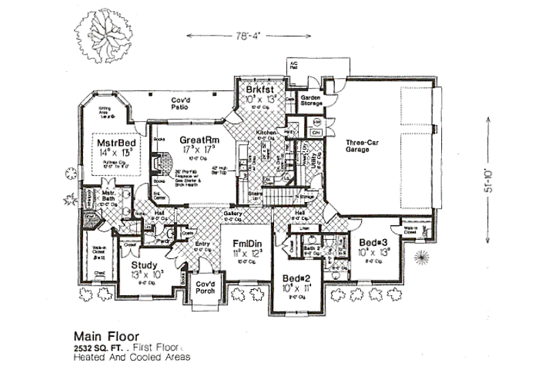 Home Plan - Floor Plan - Main Floor for European House Plan #310-648 - 3 bed, 2.5 bath
