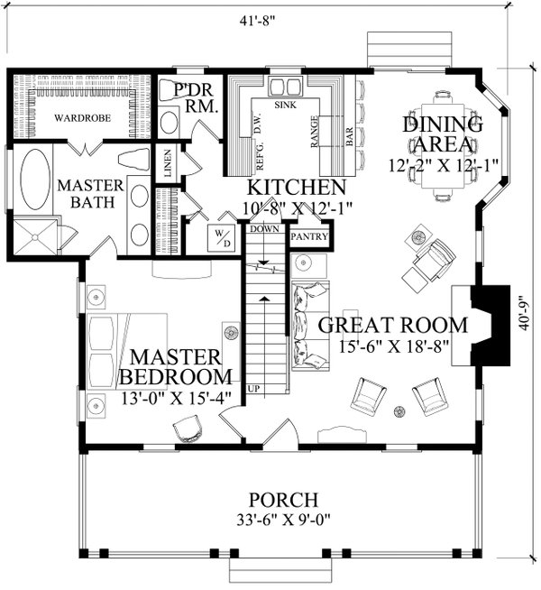 Country Floor Plan - Main Floor Plan #137-378