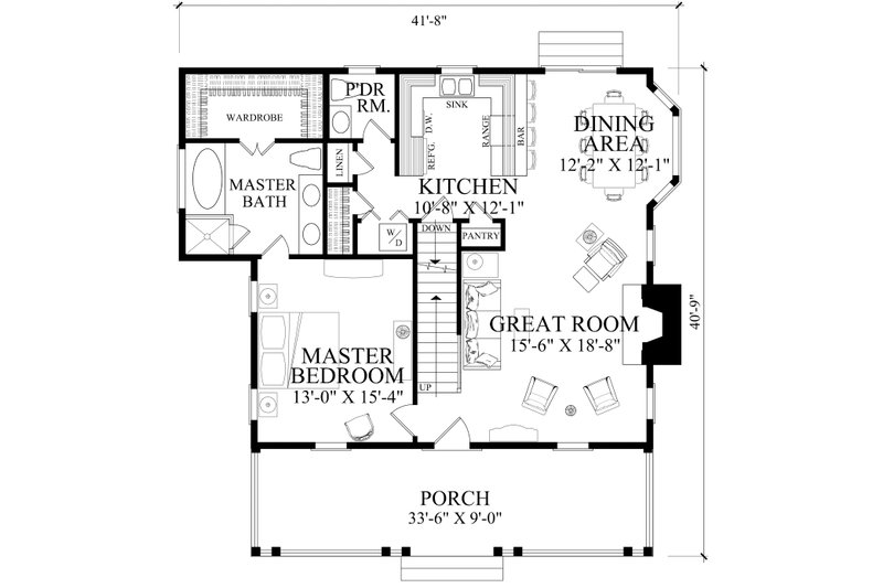 House Blueprint - Floor Plan - Main Floor for Country House Plan #137-378 - 4 bed, 3.5 bath
