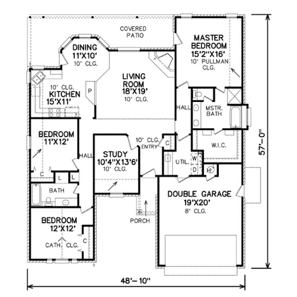 Traditional Style House Plan - 3 Beds 2 Baths 1844 Sq/Ft Plan #65-396 ...