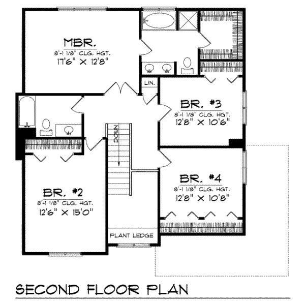 Traditional Floor Plan - Upper Floor Plan #70-265