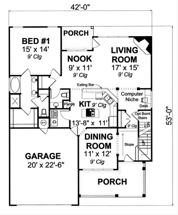 Traditional Floor Plan - Main Floor Plan #513-2052