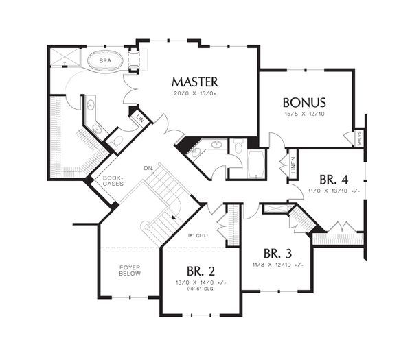 Craftsman Floor Plan - Upper Floor Plan #48-611