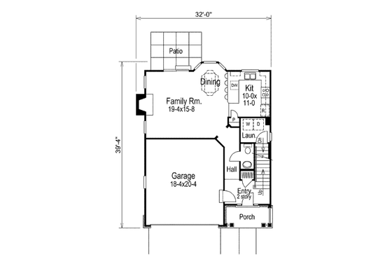 Floor Plan - Main Floor for Country House Plan #57-319 - 3 bed, 2.5 bath