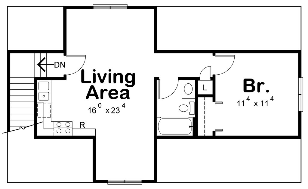 Floor Plan - Upper Floor for Cottage House Plan #20-2657 - 1 bed, 1 bath