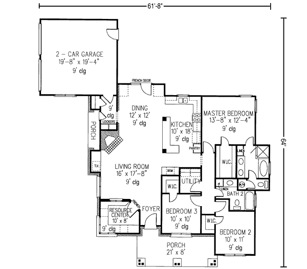 Dream House Plan - Southern Floor Plan - Main Floor Plan #410-291