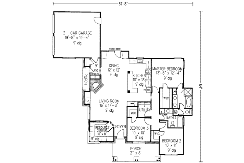 Home Plan - Floor Plan - Main Floor for Southern House Plan #410-291 - 3 bed, 2 bath
