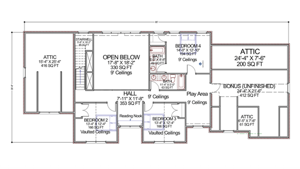 Tudor Floor Plan - Upper Floor Plan #1116-3