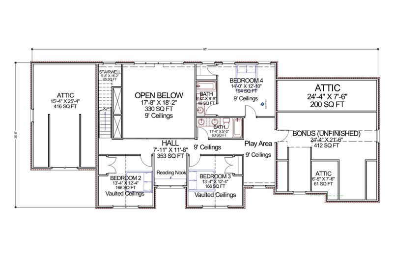 House Design - Floor Plan - Upper Floor for Tudor House Plan #1116-3 - 5 bed, 4.5 bath
