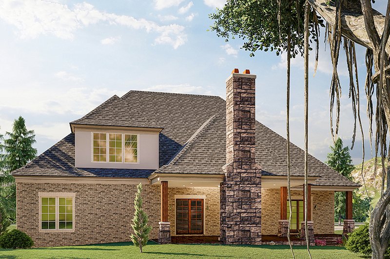 House Blueprint - Exterior - Rear Elevation for European House Plan #923-202 - 3 bed, 2.5 bath